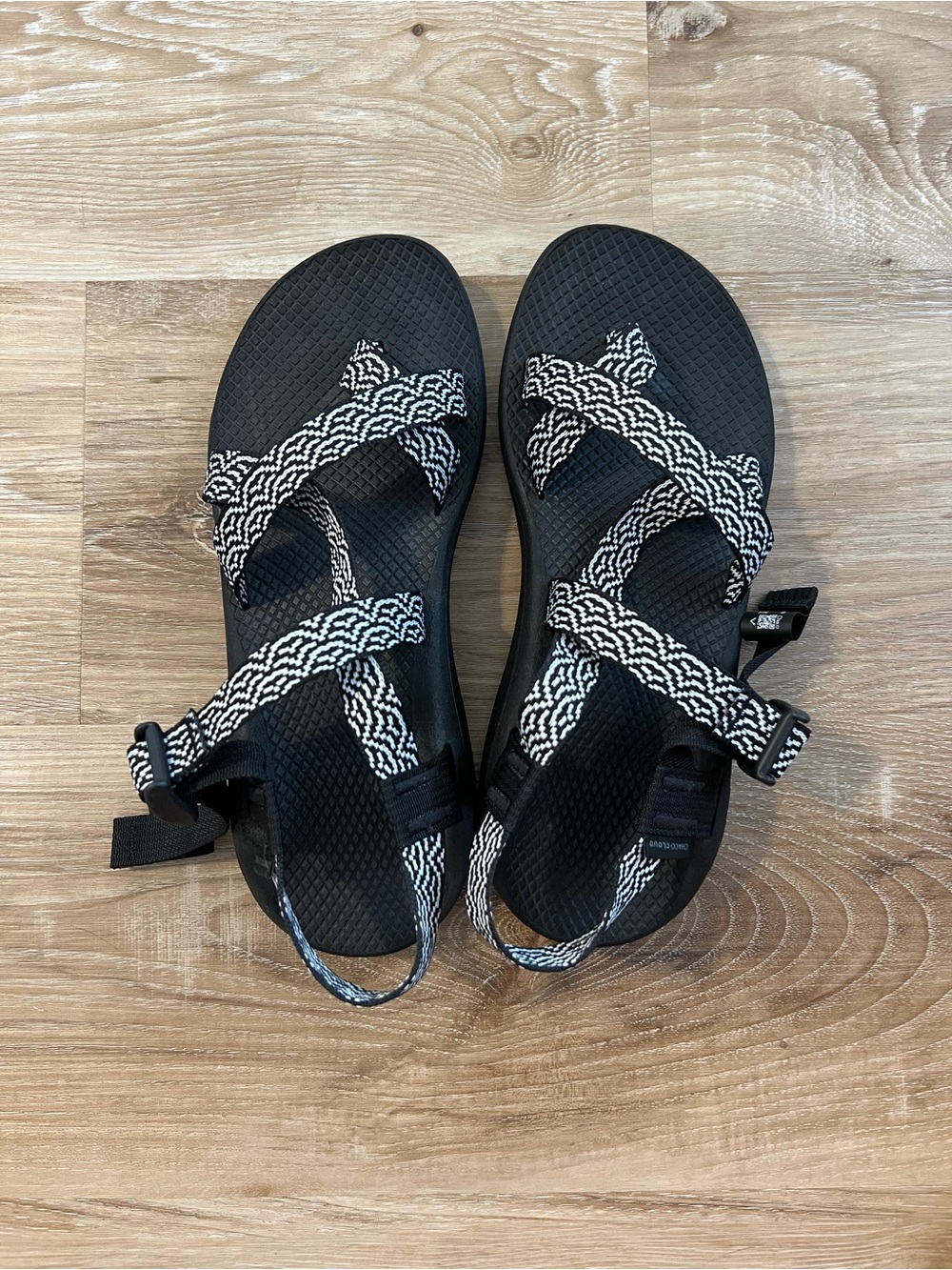 Chaco Classic Women's Black Sandals with White Braided Straps